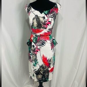 XOXO Tropical Leopard & Chain Print Cap Sleeve Peplum Dress